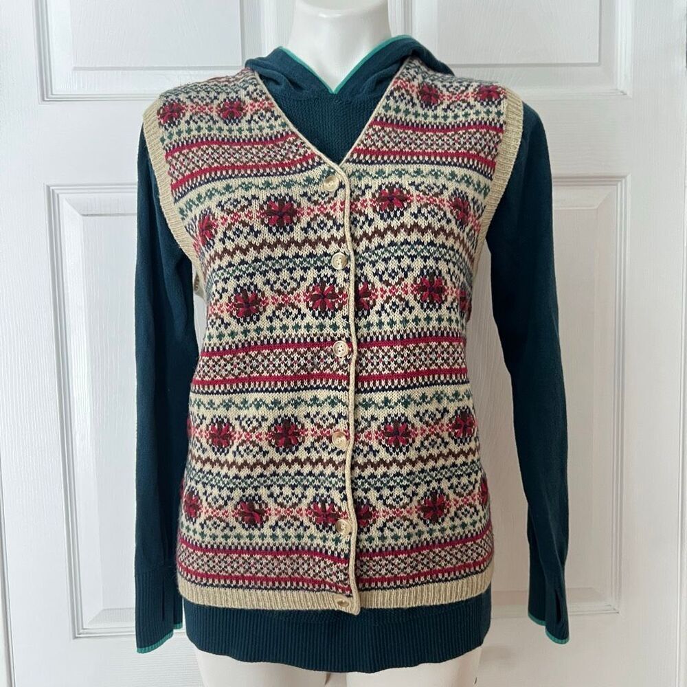 Vintage Knit Fair isle Flower vest